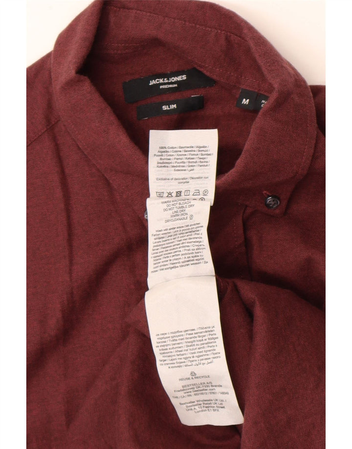 Camisa masculina Slim Fit Jack & Jones de algodão Borgonha médio