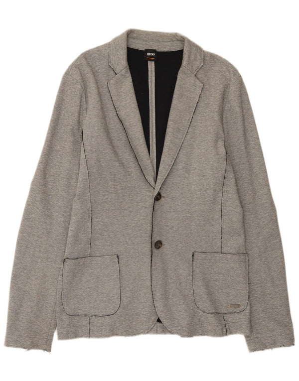 Jaqueta blazer masculina Hugo Boss com 2 botões Reino Unido 40 grande algodão cinza