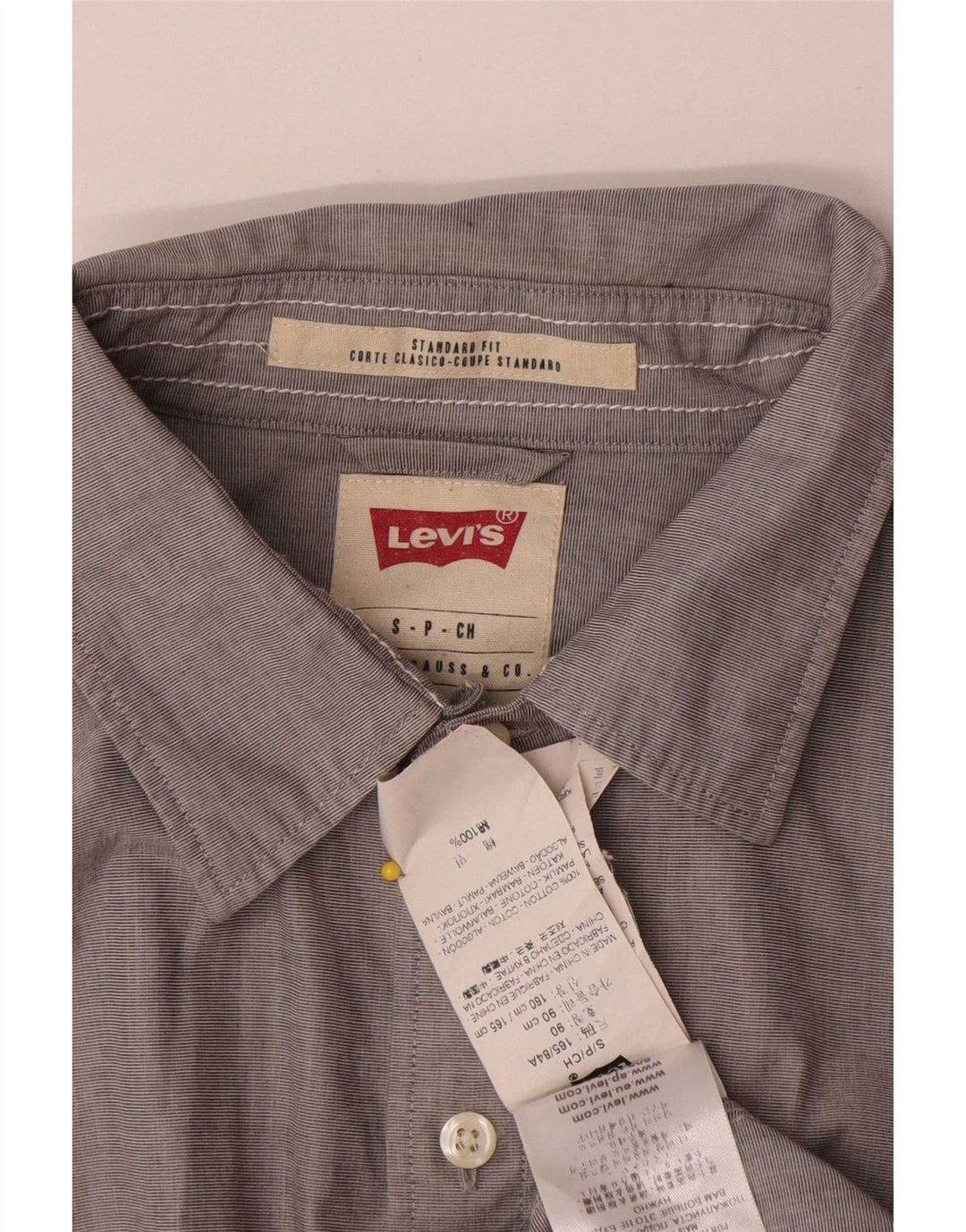 Camisa masculina Levi's Standard Fit pequena cinza algodão