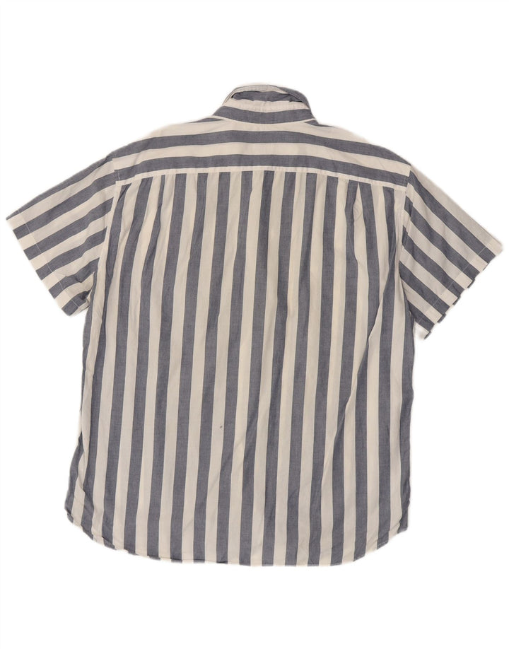 J. CREW Camisa masculina slim de manga curta XL algodão listrado azul