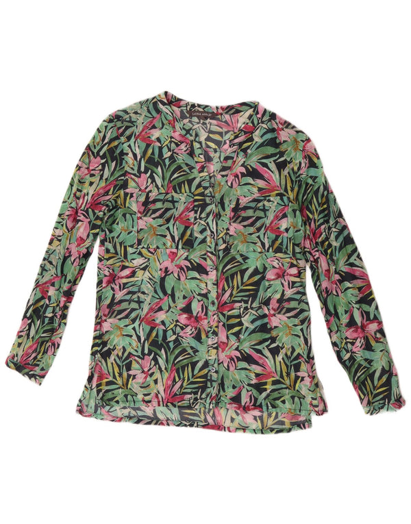 Blusa feminina Laura Ashley UK 10 pequena algodão floral multicolorido