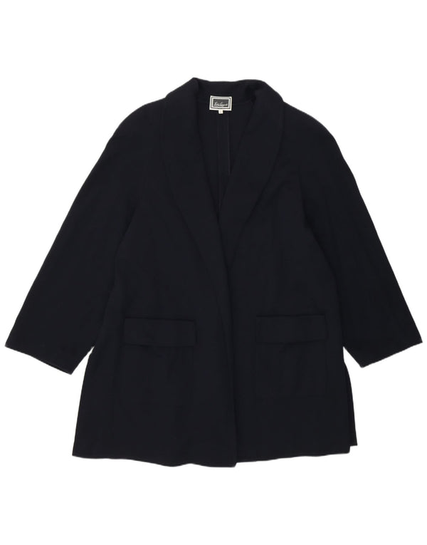 Luisa Spagnoli Womens Open Overcoat UK 14 Large Navy Blue Virgin Wool