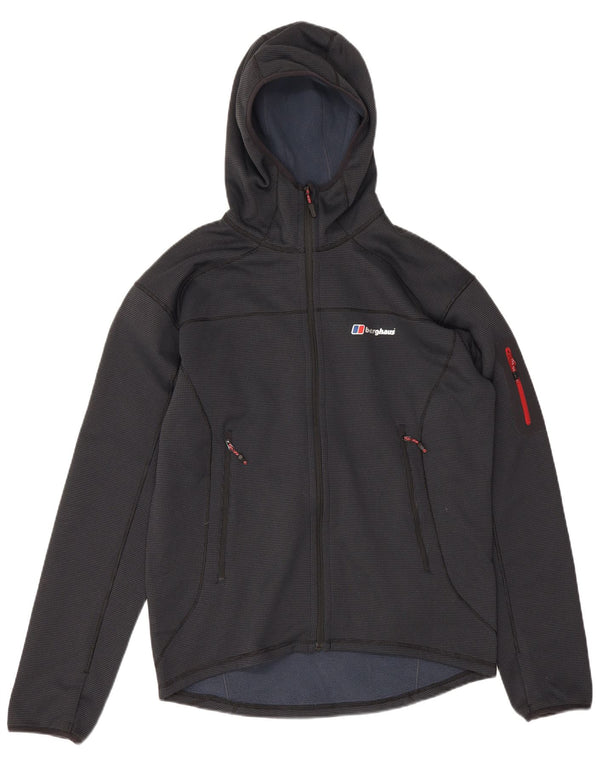Suéter masculino Berghaus com capuz e zíper grande poliéster manchado azul marinho