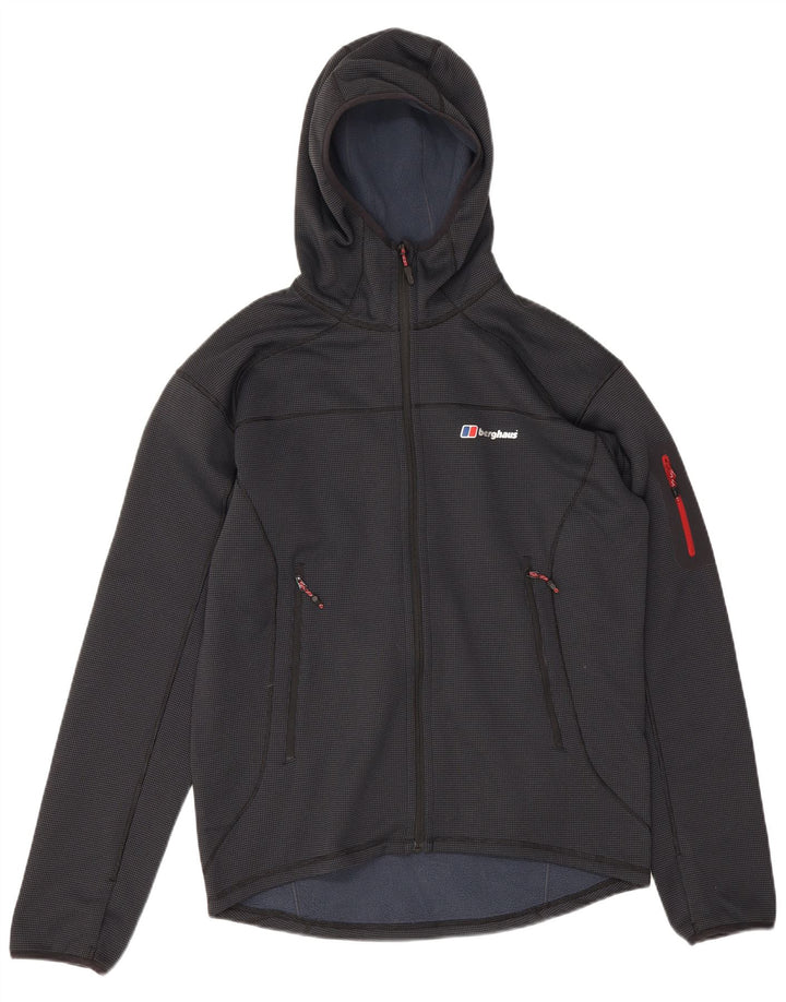 Suéter masculino Berghaus com capuz e zíper grande poliéster manchado azul marinho