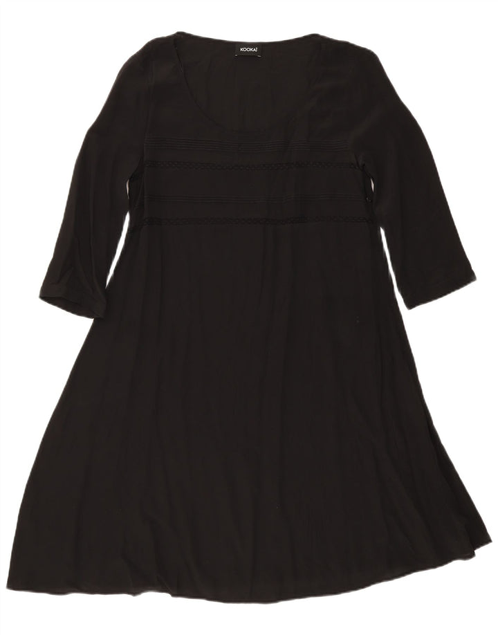 Vestido feminino Kookai manga comprida evasê UK 12 médio preto
