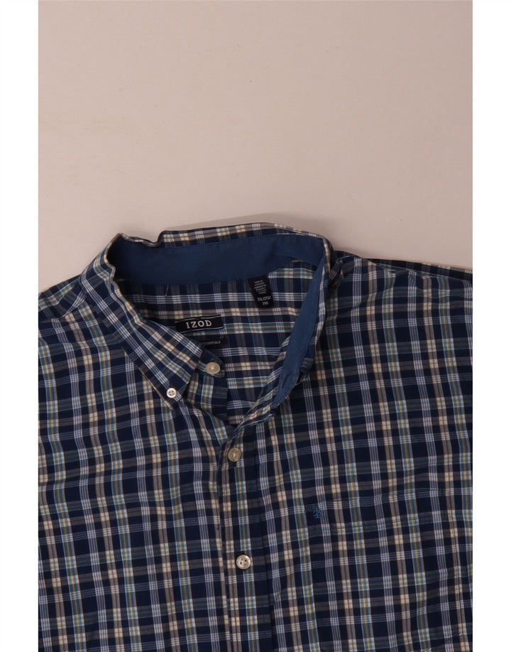 Camisa masculina IZOD 2XL algodão xadrez azul
