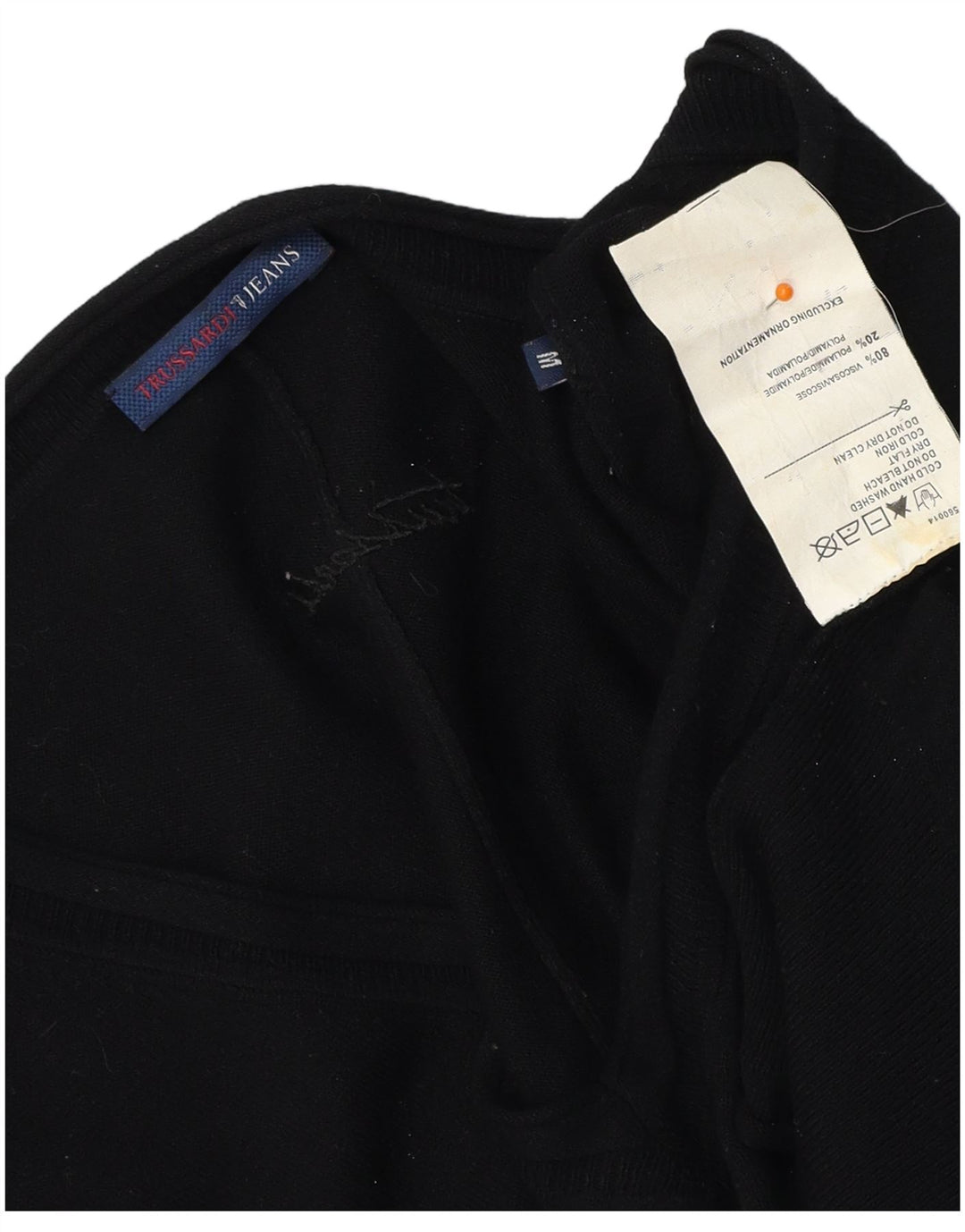 TRUSSARDI JEANS Poncho Jumper feminino UK 14 médio preto viscose