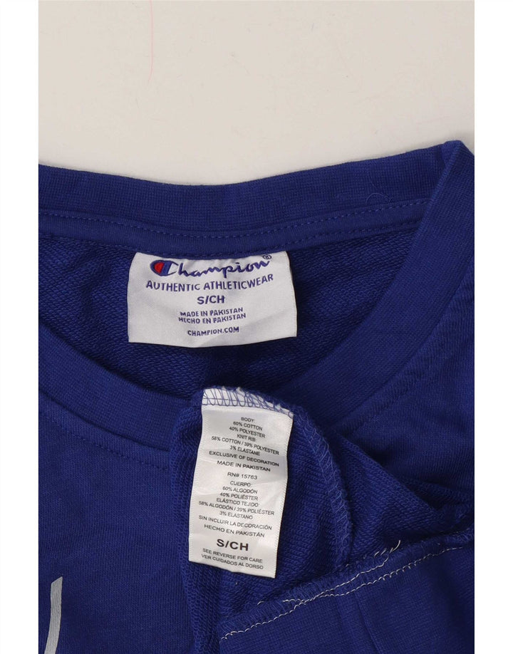 Champion moletom feminino grande com estampa gráfica Reino Unido 10 algodão azul pequeno