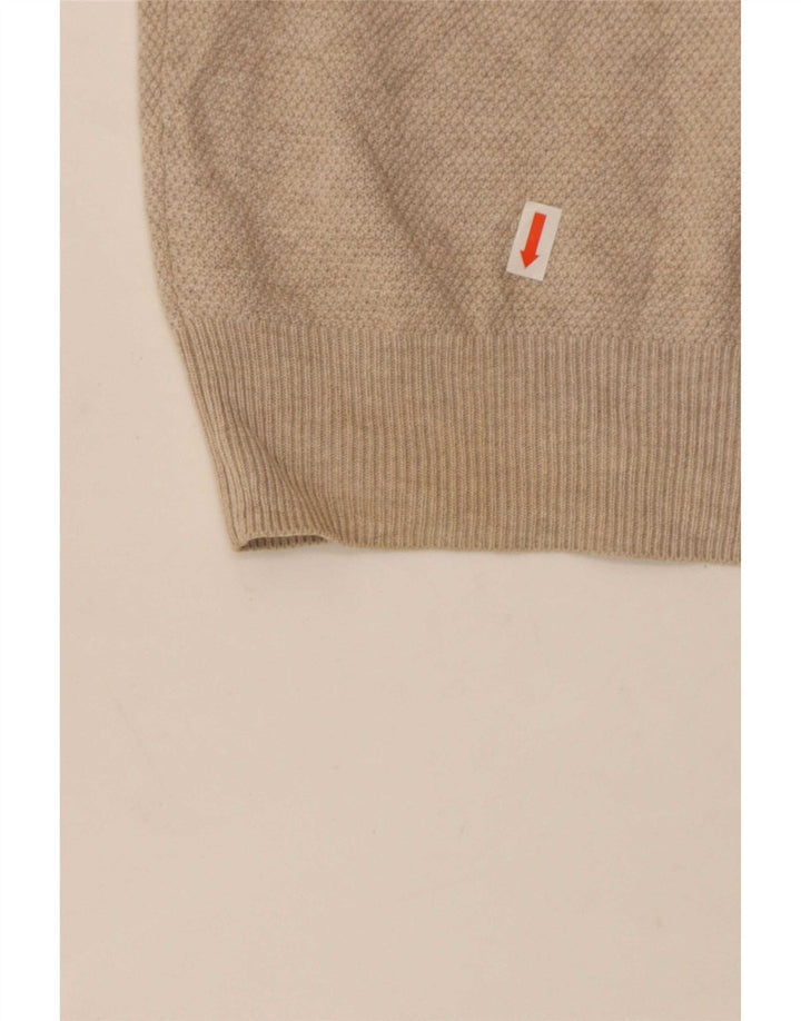 Suéter masculino Massimo Dutti com zíper e gola alta de algodão bege médio