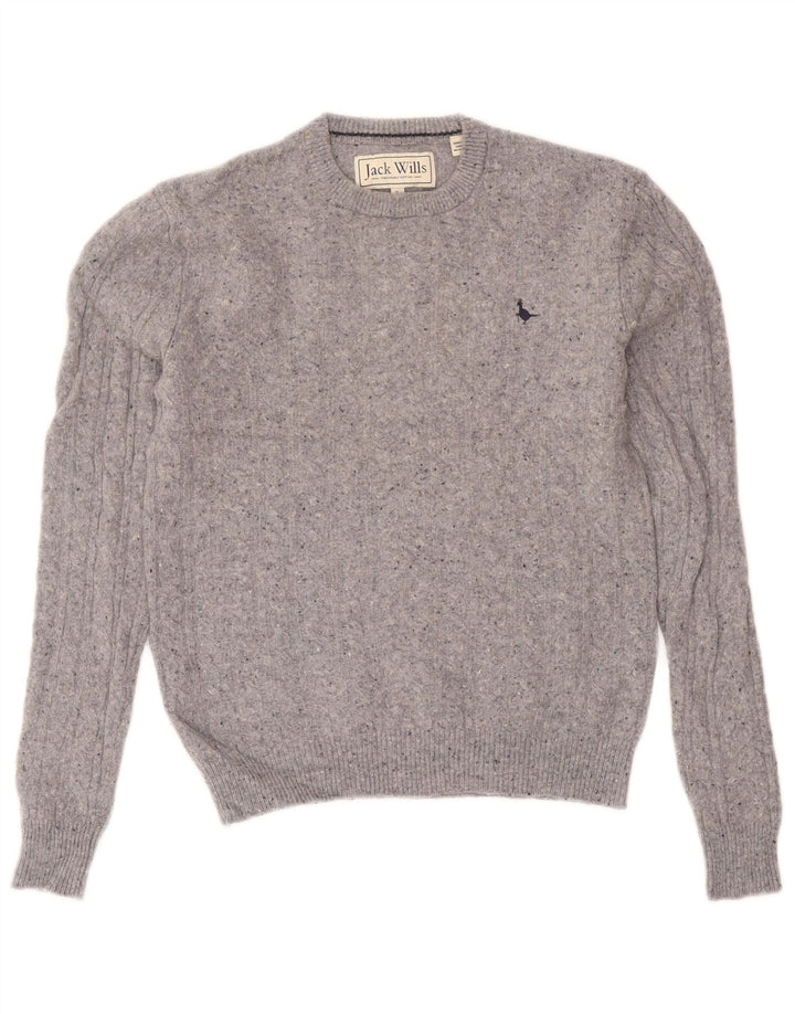Suéter masculino Jack Wills com gola redonda e lã manchada cinza pequena