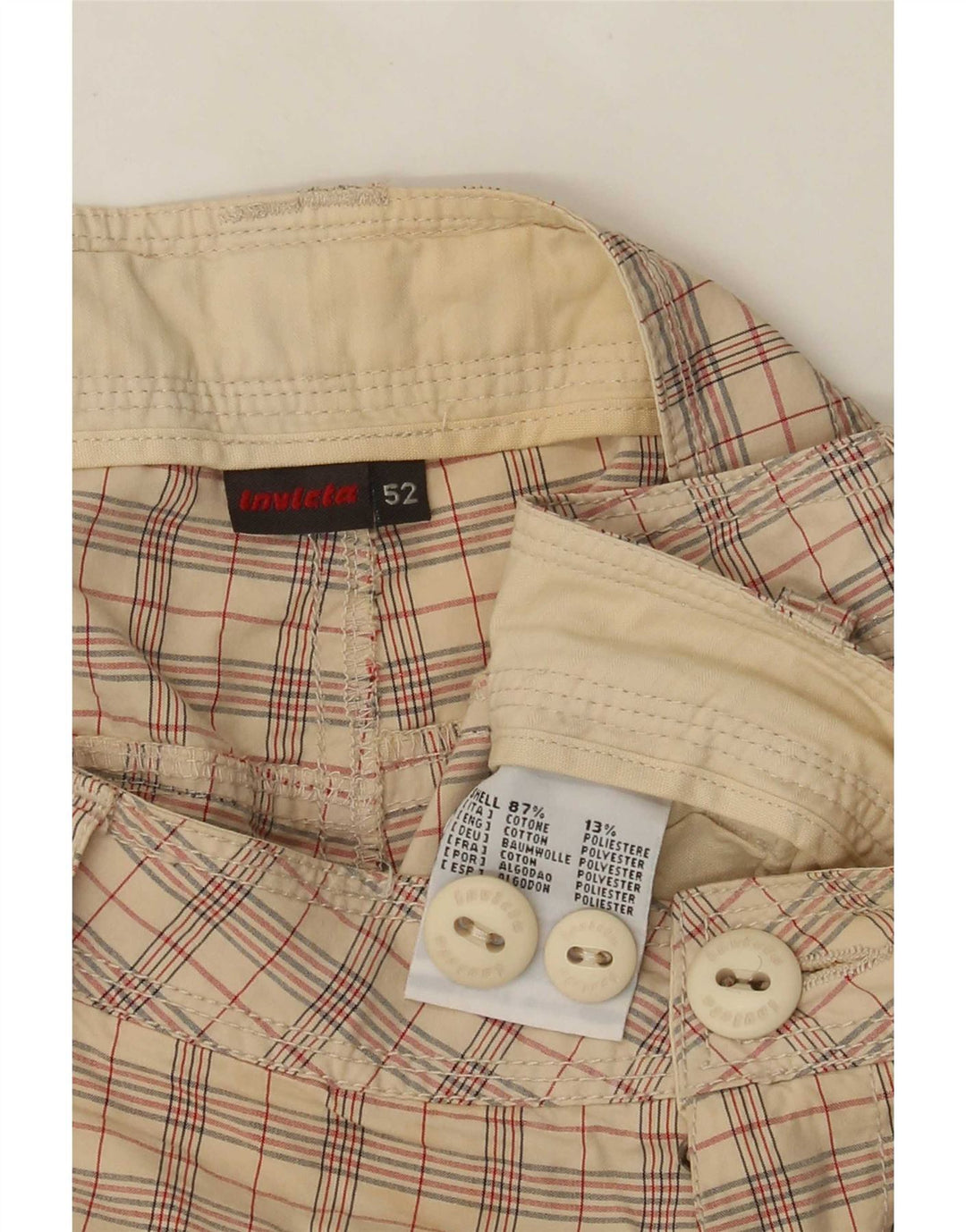 Shorts cargo masculino Invicta IT 52 XL W36 algodão xadrez bege