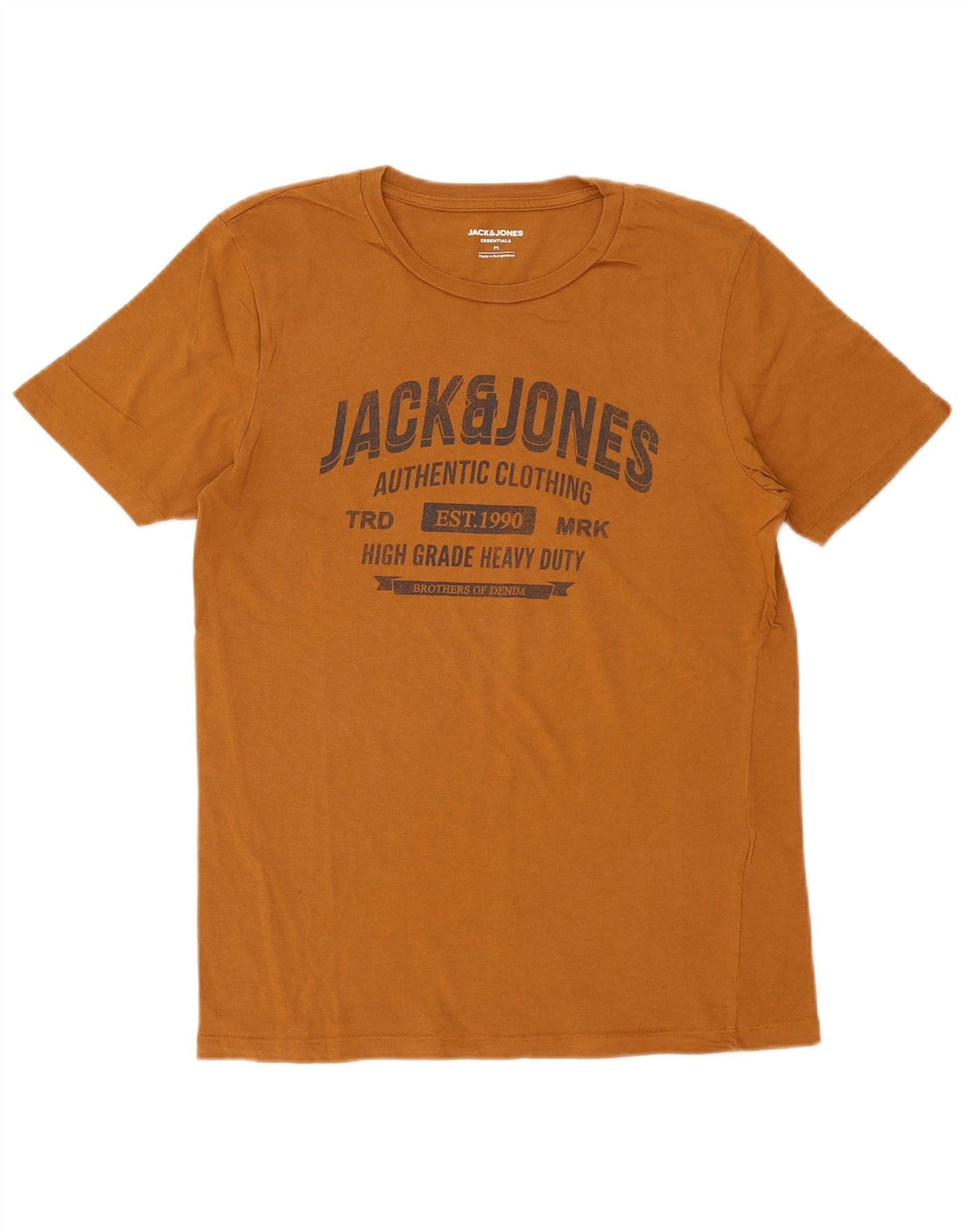 Camiseta gráfica masculina Jack & Jones algodão marrom médio