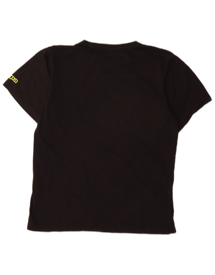 Camiseta gráfica masculina Kappa Top médio algodão preto