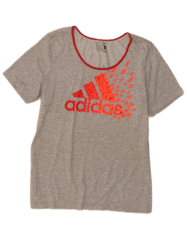 Camiseta Adidas Girls Climalite Graphic Top 13-14 Anos Cinza