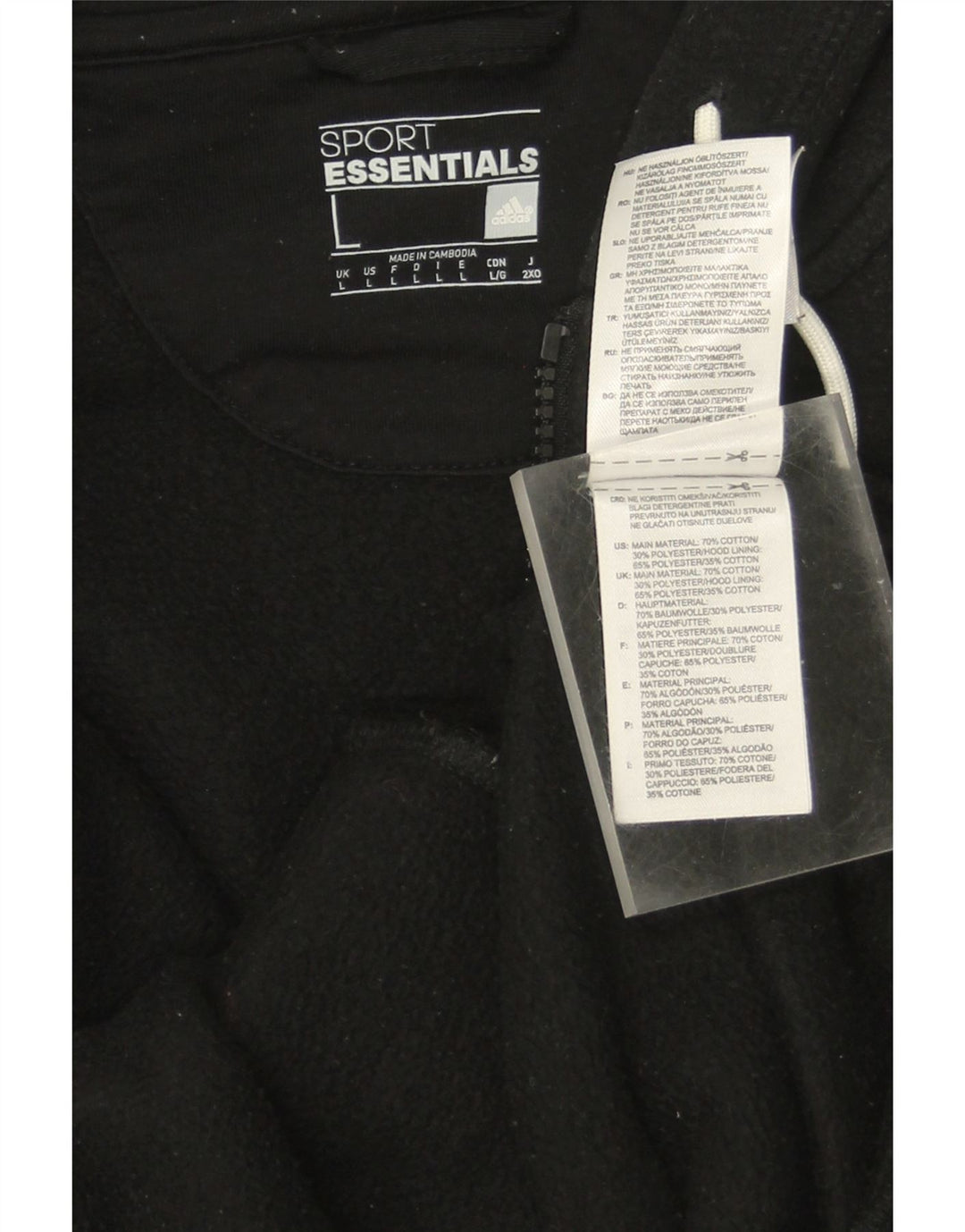 ADIDAS Mens Graphic Zip Hoodie Sweater Large Black Cotton Vintage Adidas and Second-Hand Adidas from Messina Hembry 