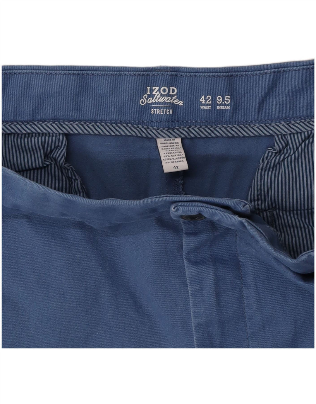 IZOD Masculino Stretch Chino Shorts W42 2XL Algodão Azul