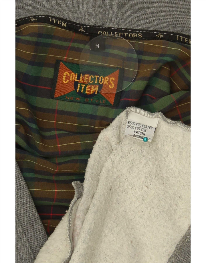 Suéter cardigã masculino vintage poliéster cinza médio