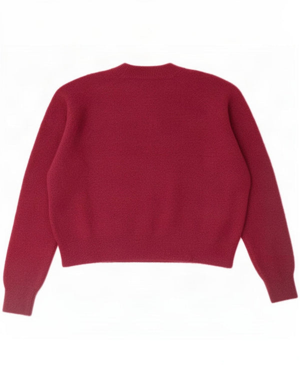Suéter feminino Zara com gola redonda grande e gola redonda, Reino Unido 10 pequeno Borgonha