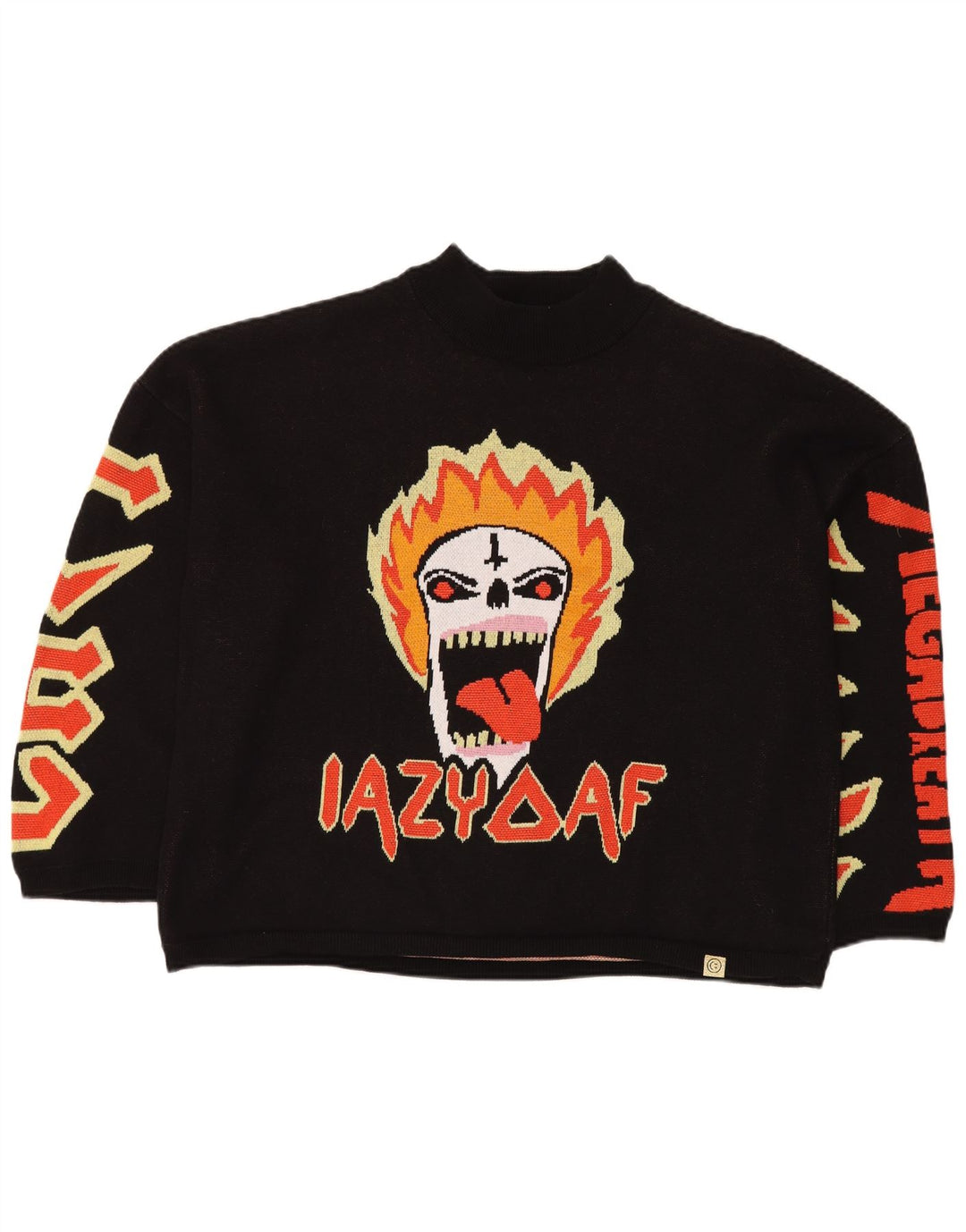 LAZY OAF Suéter masculino com gola alta de tartaruga e caveira XL de algodão preto