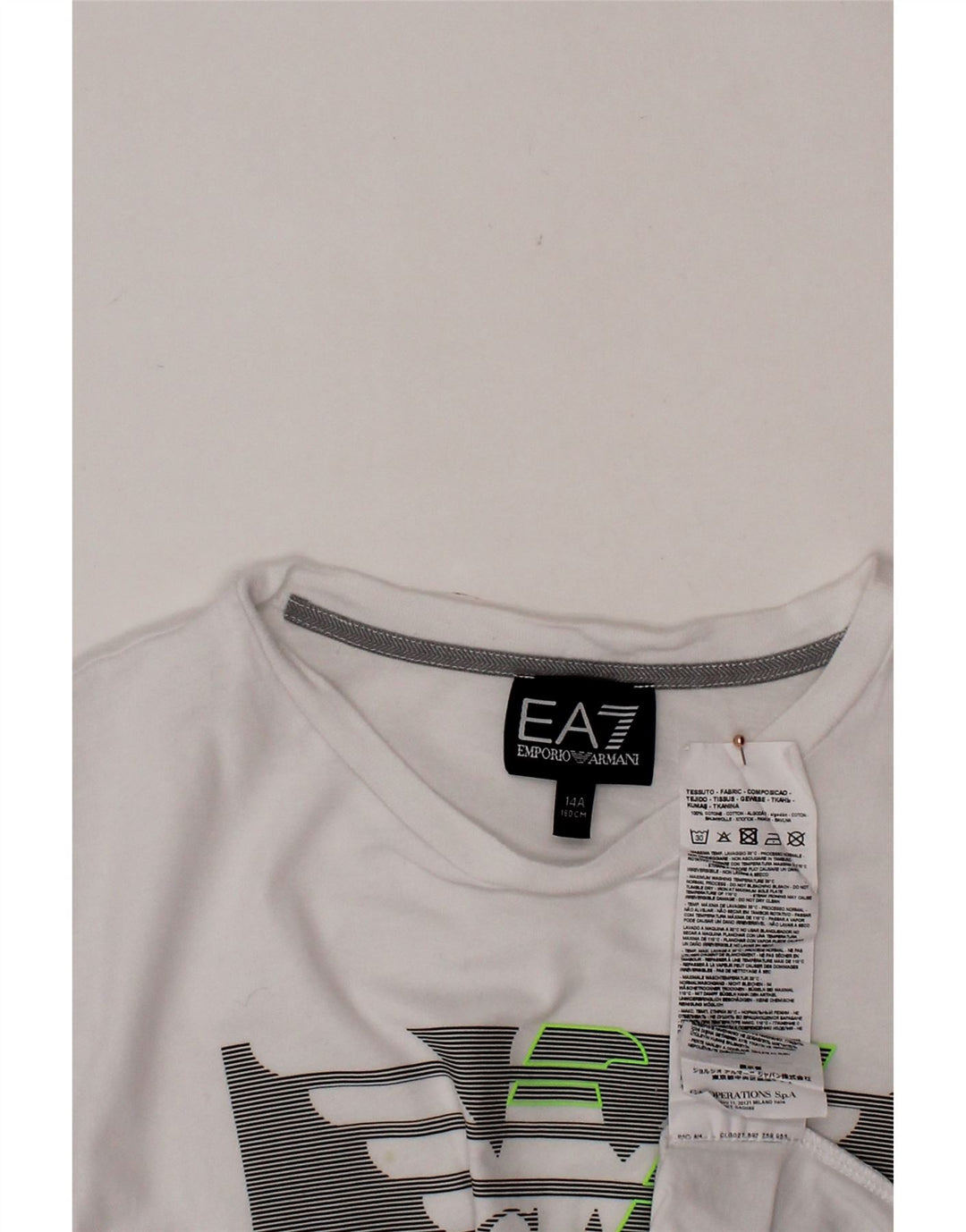 Camiseta gráfica EMPORIO ARMANI para meninos 13-14 anos algodão branco