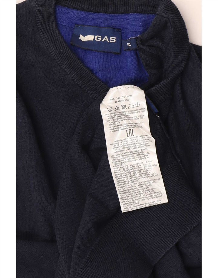 Suéter masculino Gas com gola V e algodão azul marinho médio