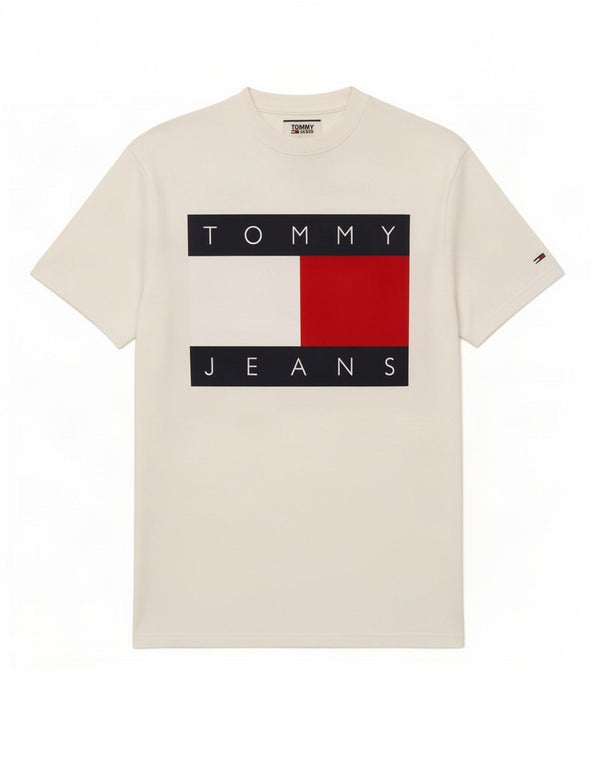 Tommy Hilfiger Camiseta masculina gráfica top pequeno algodão branco