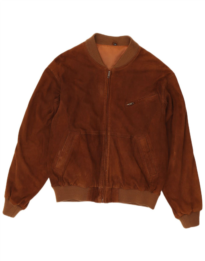 Jaqueta de camurça masculina vintage EU 54 2XL couro marrom