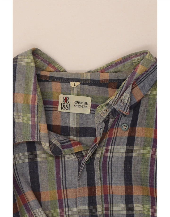 Camisa masculina CERRUTI 1881 grande xadrez multicolorida