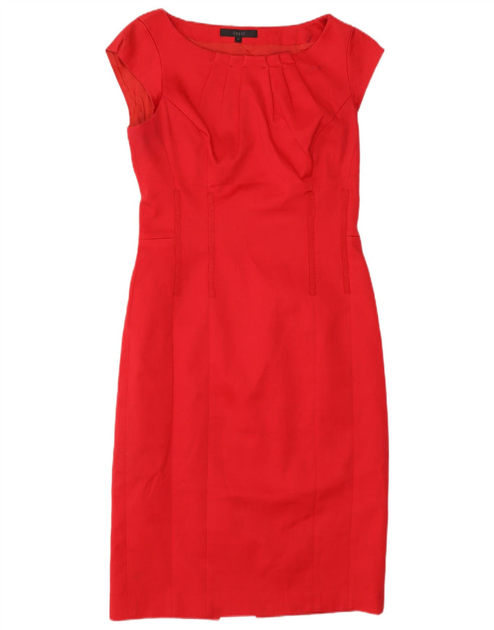 Vestido feminino COAST com bainha UK 10 pequeno algodão vermelho
