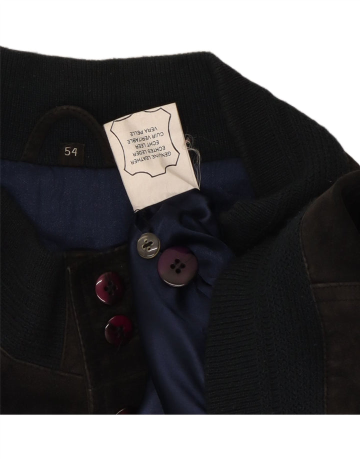 Jaqueta bomber masculina VINTAGE de camurça IT 54 2XL couro preto