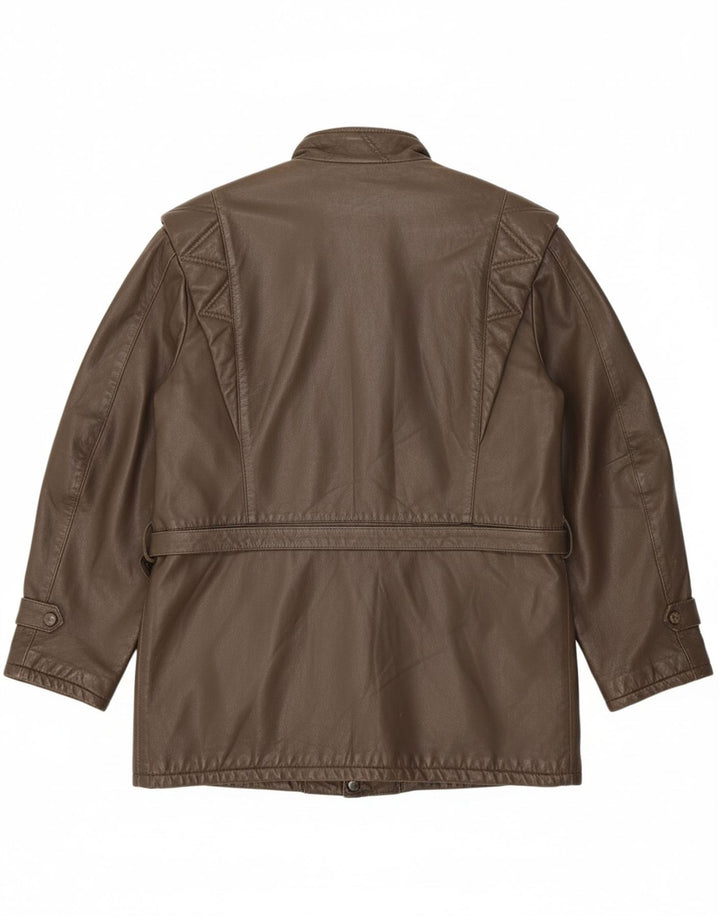 Jaqueta de couro feminina VINTAGE IT 48 XL couro marrom