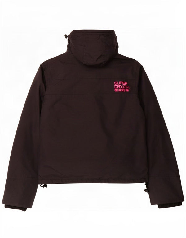 Jaqueta corta-vento feminina com capuz Superdry UK 14 Nylon preto médio