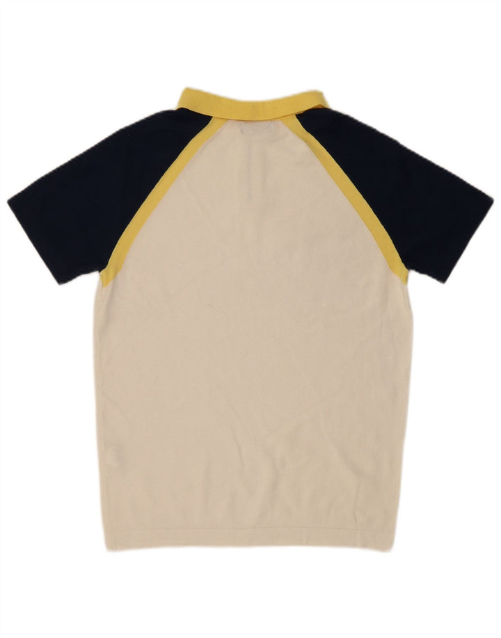 Suéter masculino ZARA com gola polo e bloco colorido médio off white