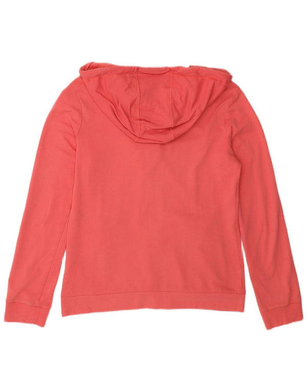Suéter Adidas feminino com capuz e zíper gráfico UK 12/14 médio algodão rosa