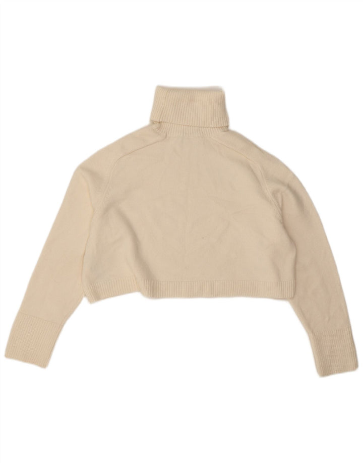 Zara Suéter feminino cropped oversized com gola redonda Reino Unido 14 médio off white