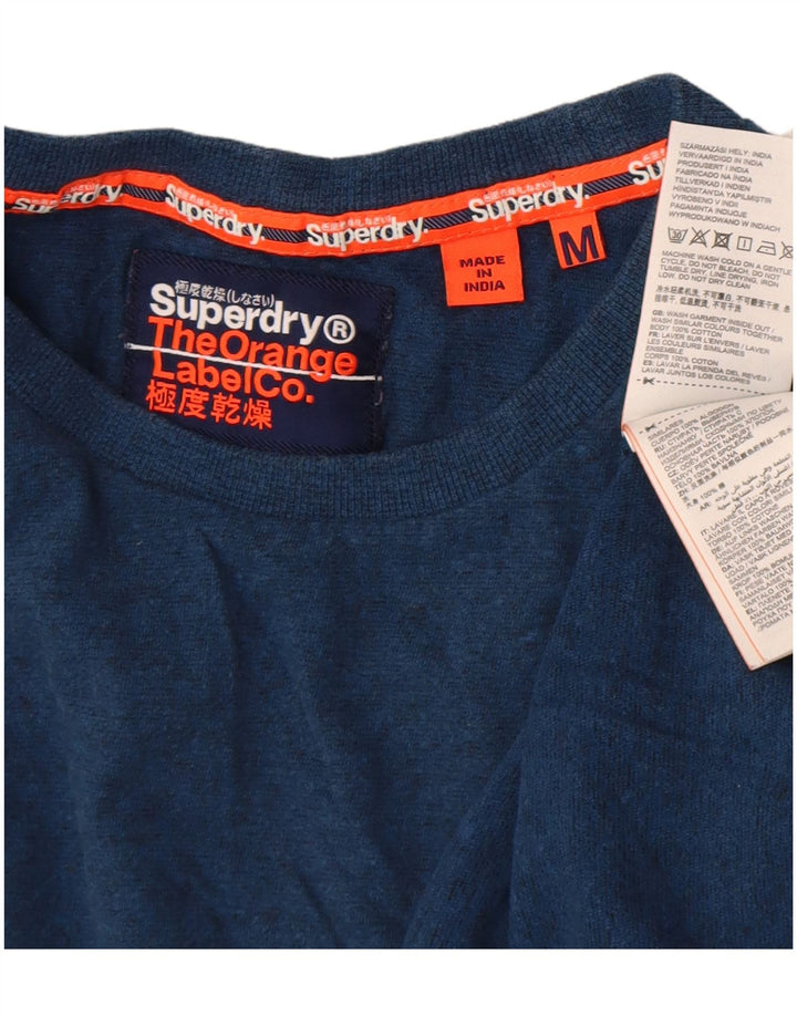 Top masculino Superdry manga comprida médio algodão azul marinho