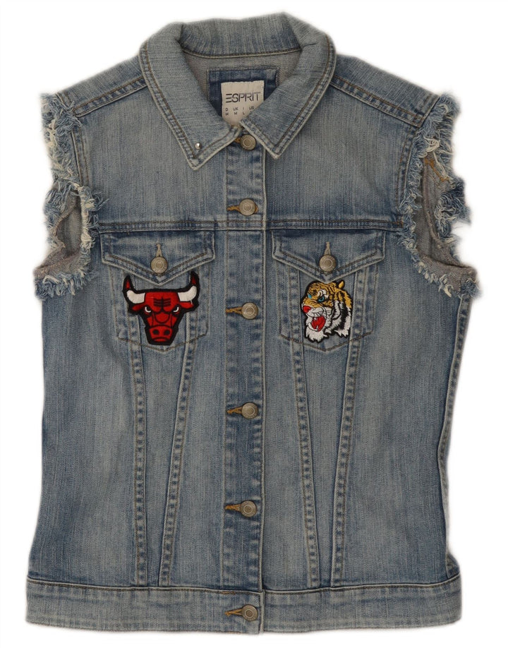 Colete jeans feminino ESPRIT Chicago Bulls gráfico Reino Unido 12 algodão azul médio