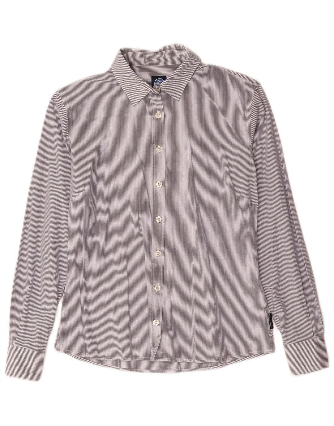 Camisa feminina North Sails UK 10 algodão listrado azul pequeno