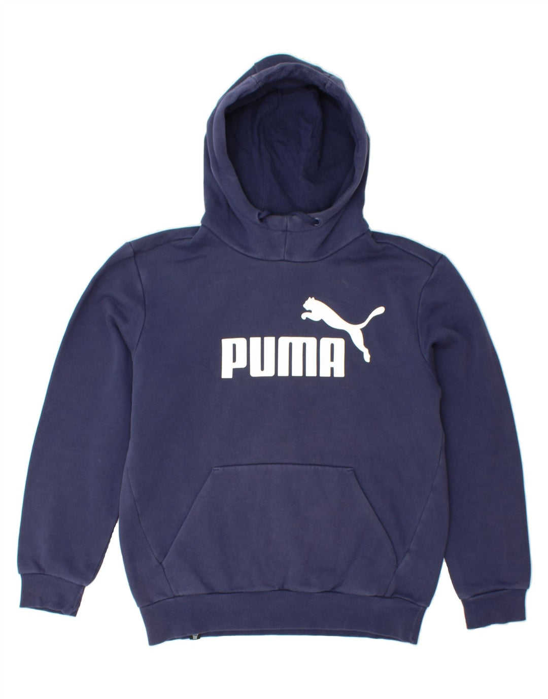 PUMA Mens Graphic Hoodie Jumper Small Navy Blue Cotton Vintage Puma and Second-Hand Puma from Messina Hembry 
