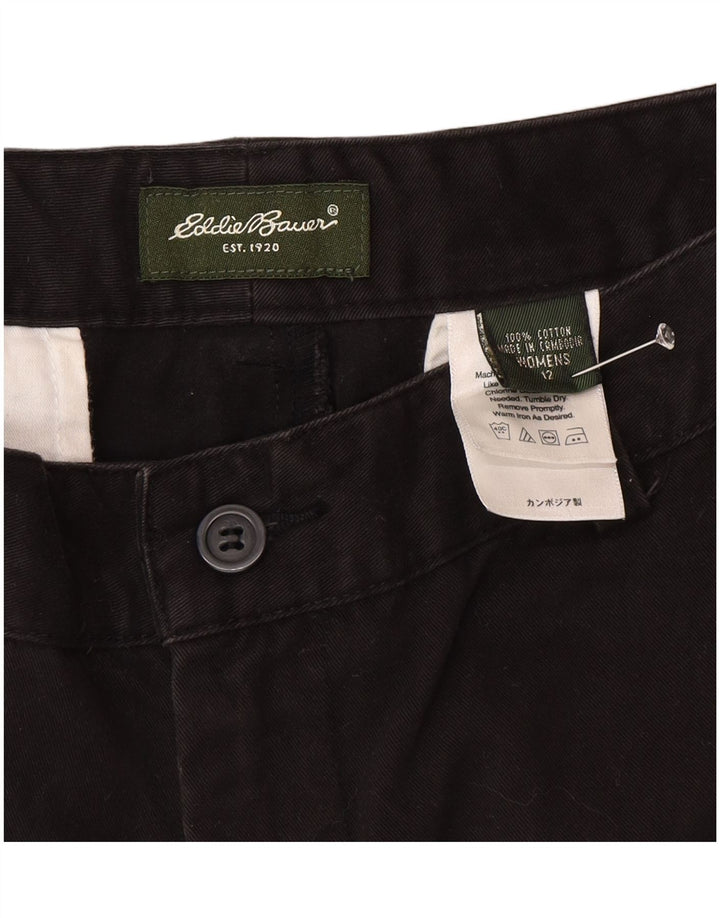 Shorts Chino feminino Eddie Bauer EUA 12 grande W32 algodão preto