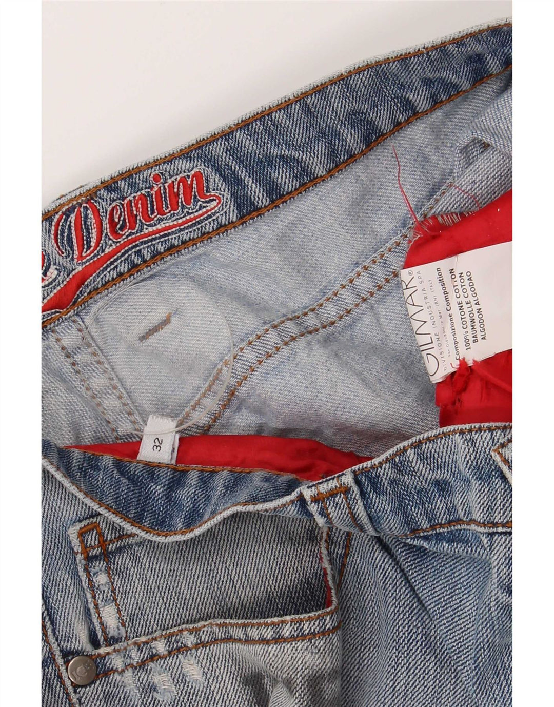Jeans feminino Iceberg Plutão desgastado slim W32 L32 azul algodão desenho animado