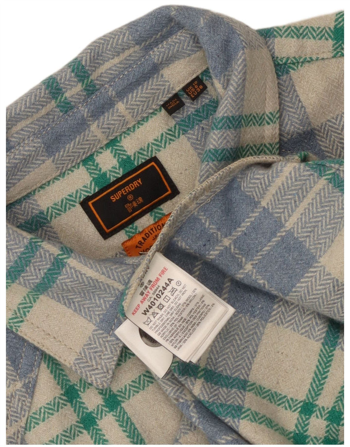Camisa de flanela superdimensionada feminina Superdry UK 10 pequena xadrez multicolorida