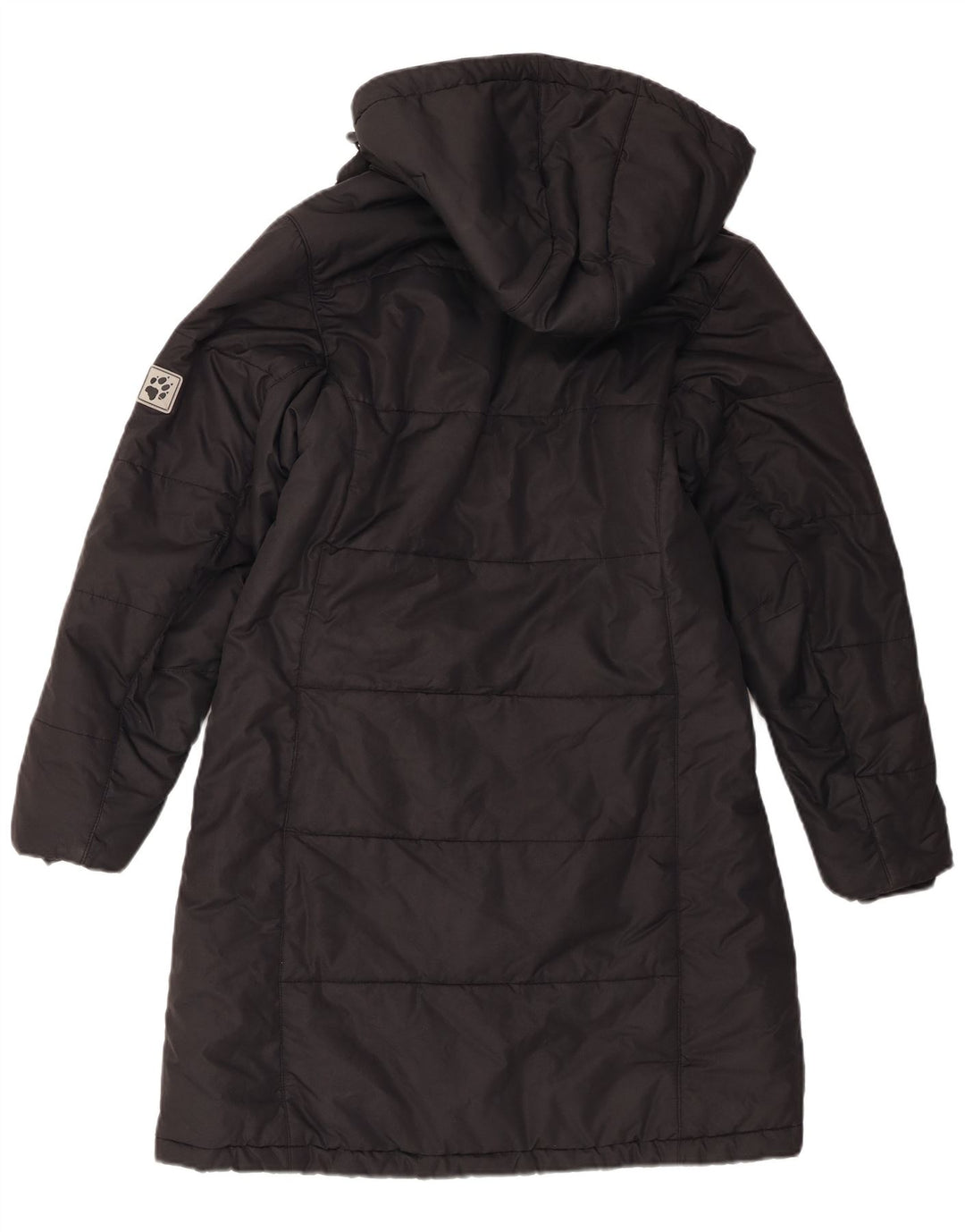 Casaco acolchoado com capuz feminino Jack Wolfskin Reino Unido 10 pequeno poliéster preto