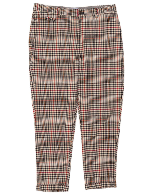 Zara Calça masculina cortada EU 40 Médio W31 L25 Poliéster xadrez bege