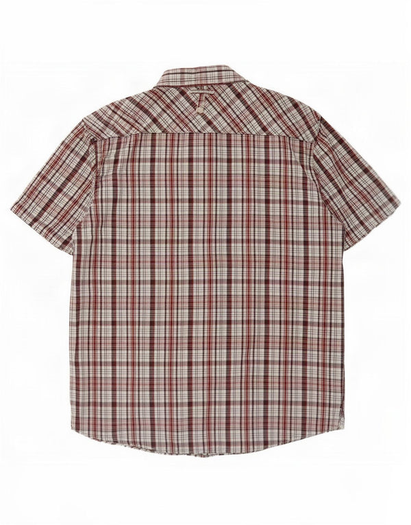 Wrangler Camisa masculina de manga curta grande algodão xadrez Borgonha