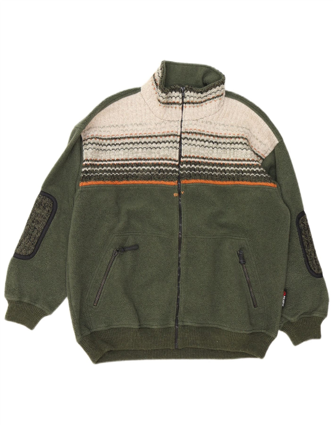 Silvy Mens Fleece Jacket UK 40 Grande Poliéster Verde Colourblock
