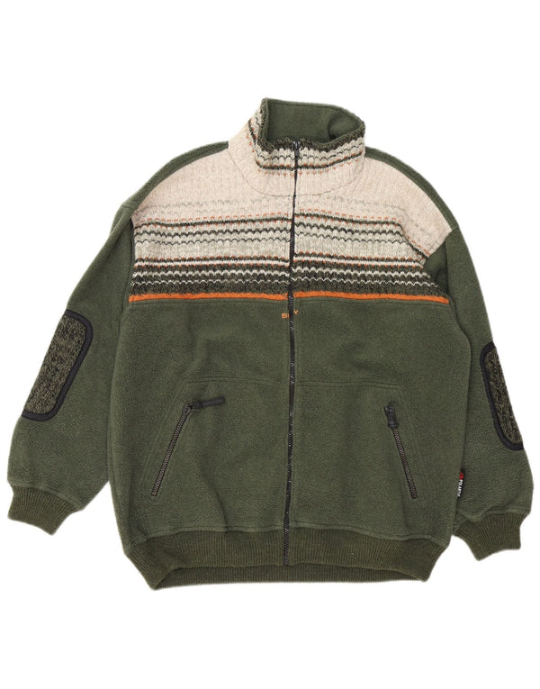 Silvy Mens Fleece Jacket UK 40 Grande Poliéster Verde Colourblock