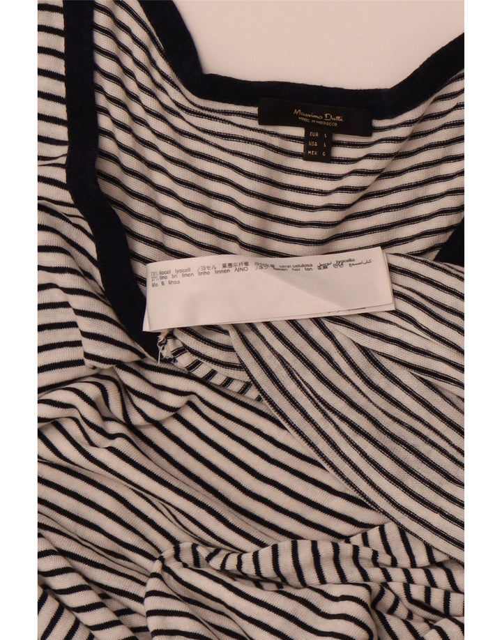 Vestido maxi feminino sem mangas MASSIMO DUTTI Reino Unido 14 grande listrado branco