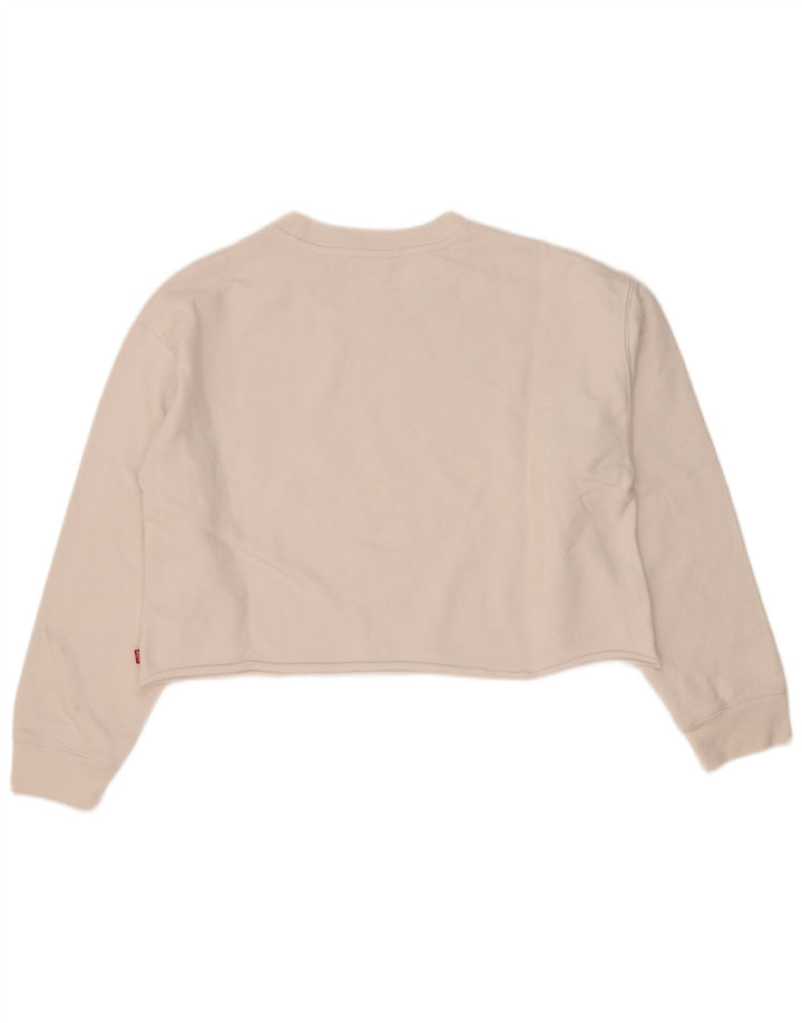 Levi's Womens Oversized Crop Graphic Moletom Jumper Reino Unido 10 Pequeno Branco