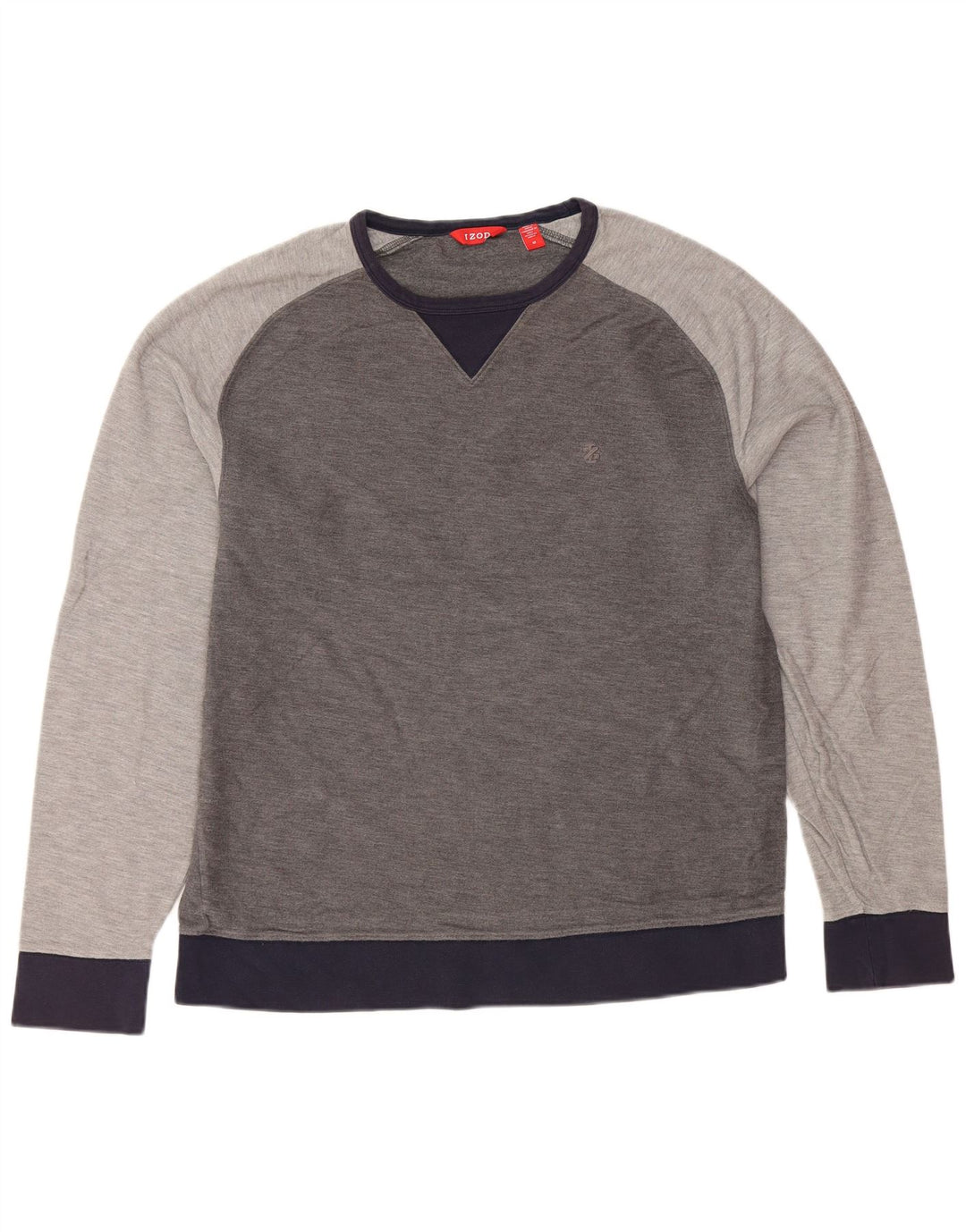 IZOD moletom masculino jumper cinza médio algodão colorblock
